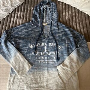 Ocean Drive Blue and White Madeira Beach Hoodie Medium